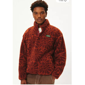 Urban Outfitters Red Patterned Fleece Jacket